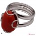 Anello Corallo rosso 1 spola in Argento 925 rodiato [scelte multiple]