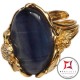 Anello etrusco Kyanite Zirconi Foglie in Argento 925 placcato oro id0036