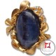 Anello etrusco Kyanite Zirconi Foglie in Argento 925 placcato oro id0037