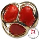 Anello etrusco Corallo rosso Mediterraneo in Argento 925 placcato Oro id0041