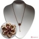 Collana Vintage Toppa [Granato, Perle] in Argento 925 placcato Oro