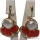 Orecchini etrusco Corallo rosso Perle 49x28mm in Argento 925 placcato Oro id10