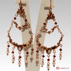 Orecchini Vintage Style [Granato, Perle] in Argento 925 placcato Oro