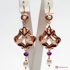 Orecchini Vintage [Perle, Ametista] in Argento 925 id16
