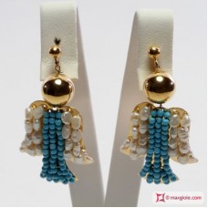 Orecchini Angelo [Turchese, Perle] in Argento placcato Oro