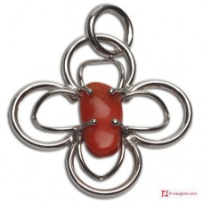 Pendente Corallo rosso 46x39mm in Argento 925 rodiato id13