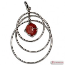 Pendente Corallo rosso 62x42mm in Argento 925 rodiato id16