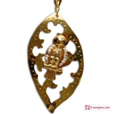 Pendente Foglia con Civetta [Perle, Agata] in Argento placcato Oro