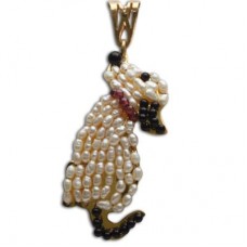 Pendente Cane [Perle, Onice, Granato] in Argento placcato Oro