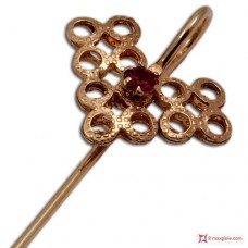Spilla Vintage Rubino in Argento 925 placcato Oro