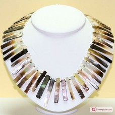 Collana Madreperla e Ematite segmenti rettangolari