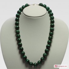 Collana Malachite Extra pallini 14mm in Oro 18K
