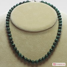 Collana Malachite Extra pallini 8mm in Argento