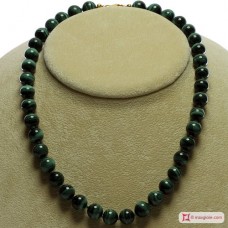 Collana Malachite Extra pallini 10mm L45 in Argento
