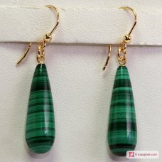 Orecchini Malachite Extra 8x24mm in Oro 18K