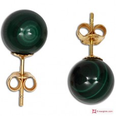 Orecchini Malachite Extra 8mm in Oro 18K