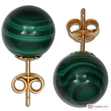 Orecchini Malachite Extra 10mm in Oro 18K