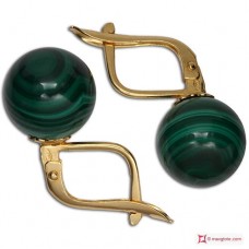 Orecchini Malachite Extra 10mm in Oro 18K m