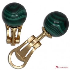 Orecchini Malachite Extra 10mm in Oro 18K clip
