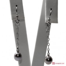 Orecchini Perle Biwa grigio silver Extra 7-7½mm catenina in Oro 18K