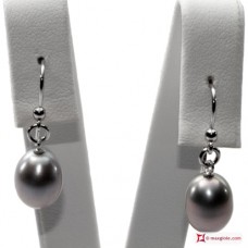 Orecchini Perle Biwa grigio silver Extra 8½-9mm in Oro 18K