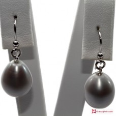 Orecchini Perle Biwa grigio silver Extra 11-12mm in Oro 18K