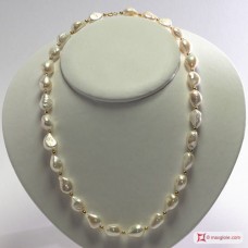 Collana Perle barocche 11-12mm Oro pallini 18Kt