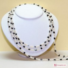 Collana Perle ed Ematite stella  L. 2 metri in Argento