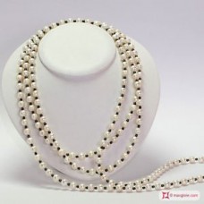 Collana Perle coltivate 8-8½mm ed Ematite L. 2 metri in Argento