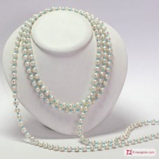 Collana Perle coltivate 8-8½mm e Turchese   L. 2 metri in Argento