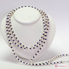Collana Perle coltivate 8-8½mm e Lapis L. 2 metri in Argento