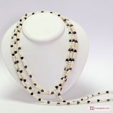 Collana Perle coltivate 5-5½mm ed Ematite L. 2 metri in Argento