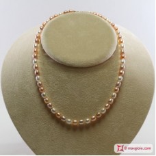 Collana Perle Biwa multicolor TOP 6-6½mm in Oro 18K