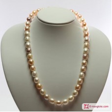 Collana Perle Biwa multicolor TOP 11-12mm in Oro 18K