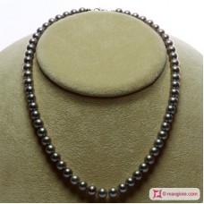 Collana Perle grigio silver TOP 7-7½mm in Oro 18K