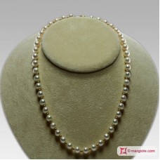 Collana Perle bianche TOP pallini Oro 7-7½mm in Oro 18K