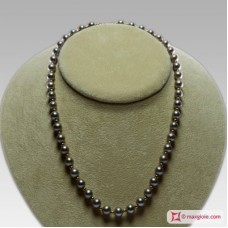 Collana Perle grigio silver TOP pallini Oro 7-7½mm in Oro 18K