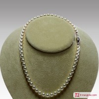 Collana Perle Akoya giapponesi bianche TOP 7-7½mm in Oro 18K r22