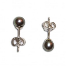 Orecchini Perle grigio 4-4½mm in Oro 18K
