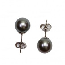 Orecchini Perle Akoya grigio TOP 7-7½mm in Oro 18K