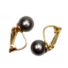 Orecchini Perle Akoya grigio TOP 7-7½mm in Oro 18K clip