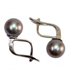 Orecchini Perle Akoya grigio TOP  8-8½mm in Oro 18K m