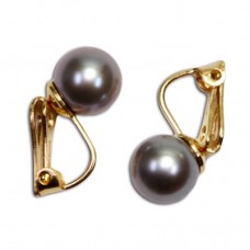 Orecchini Perle Akoya grigio TOP 8-8½mm in Oro 18K clip