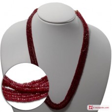 Collana Rubini rondelle faccettate 4 fili 3-3½mm 192.5kt