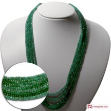 Collana Smeraldi rondelle faccettate 5 fili 3-4½mm 240.5kt