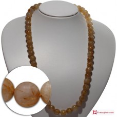 Collana Quarzo rutilato Extra pallini 12mm in Argento