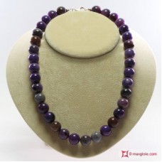 Collana Agata porpora Extra pallini 14mm in Argento