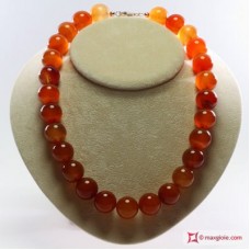 Collana Corniola Extra pallini 18mm in Argento