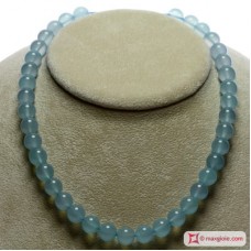 Collana Calcedonio Sea Blue Extra pallini 10mm in Oro 18K
