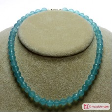 Collana Calcedonio Sea Blue Extra faccettato 8mm in Oro 18K